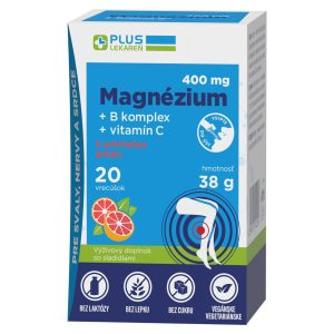 Magnézium 400 mg + B komplex + vitamín C s príchuťou grepu, 20 vrecúšok