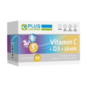 Vitamín C 1200 mg + D3 1000 IU + zinok 15 mg, 90 tbl