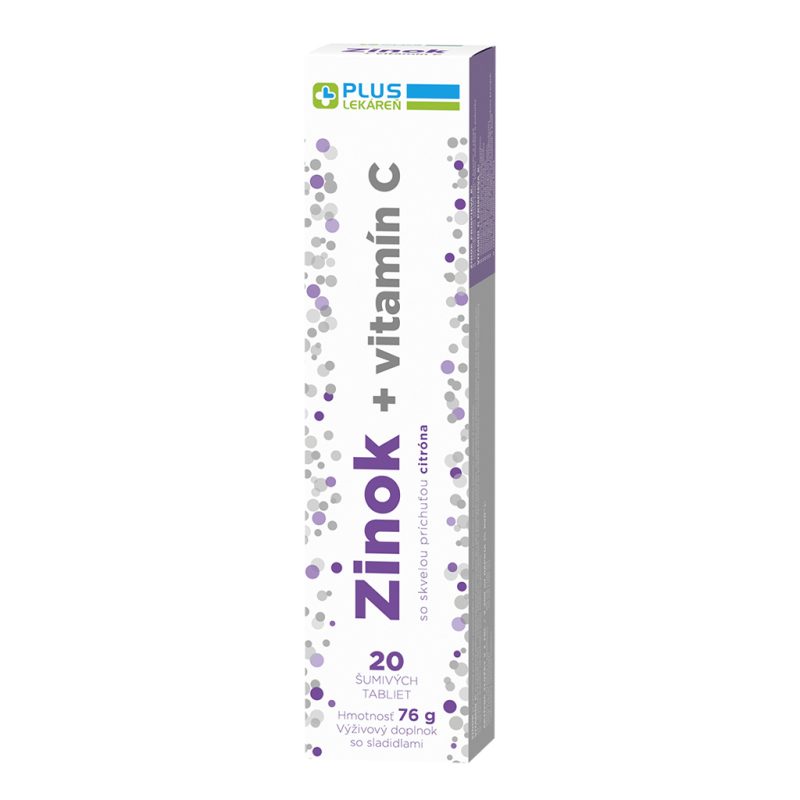 Zinok + vitamín C, 20 šumivých tabliet s príchuťou citróna