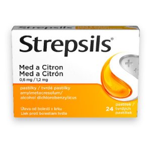 STREPSILS Med a Citrón, 24 tvrdých pastiliek