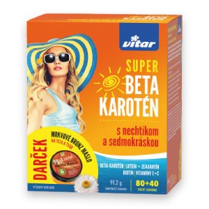 Vitar SUPER BETA-KAROTÉN s nechtíkom a sedmokráskou, 80 + 40 tbl + DARČEK – Mrkvové BRONZ MASLO