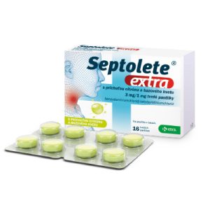 Septolete extra s príchuťou citrónu a bazového kvetu 3 mg/1 mg tvrdé pastilky, 16 ks
